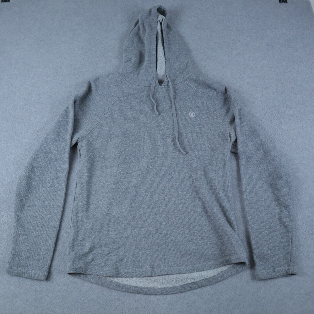 Volcom Hoodie Womens Medium Activewear Pullover Knit Sweatshirt Gray Long Sleeve